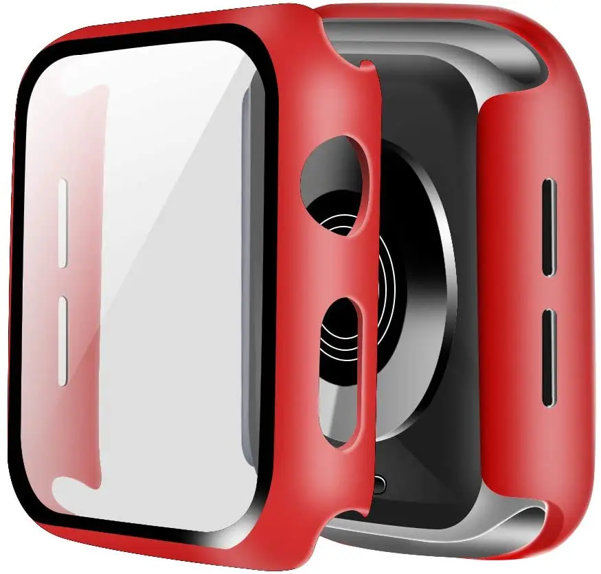 Жесткий чехол для Apple Watch PC чехол-бампер со встроенным закаленным стеклом защита