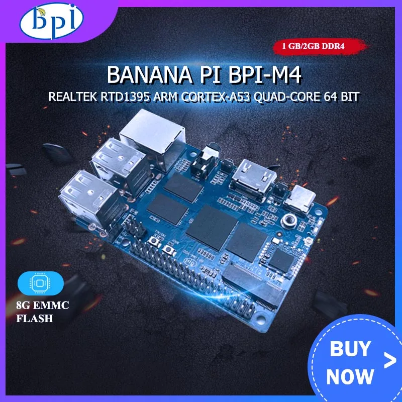 Банан Pi BPI M4 1 ГБ/2 Гб ОЗУ Realtek RTD1395 ARM 64 бит Плата расширения TF карта Поддержка 8G EMMC WiFi