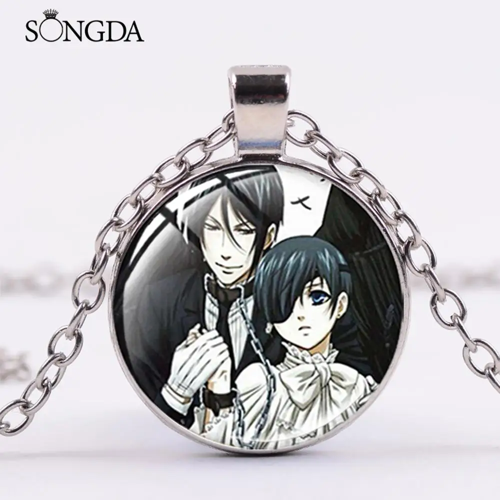 Лидер продаж Черные ожерелье дворецкого Kuroshitsuji Ciel Phantomhive Себастьян Grell Стекло