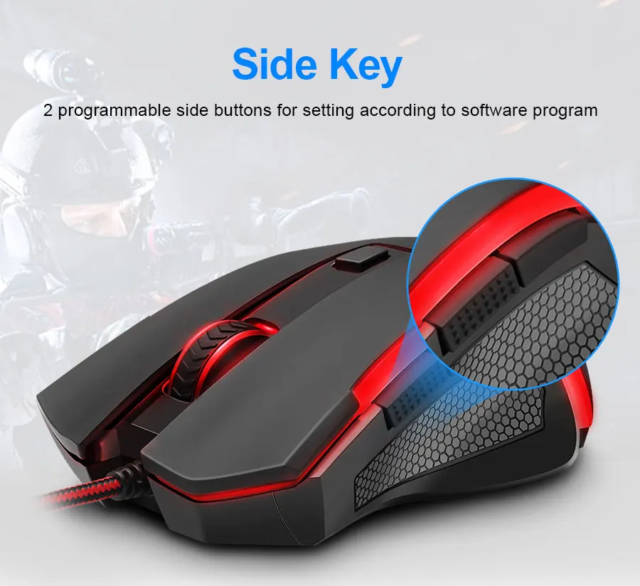 Redragon GRIFFIN M607 USB Проводная игровая компьютерная мышь 7200 dpi 6 кнопок 7 цветов с подсветкой RGB программируемая эргономичная для PC Gamer