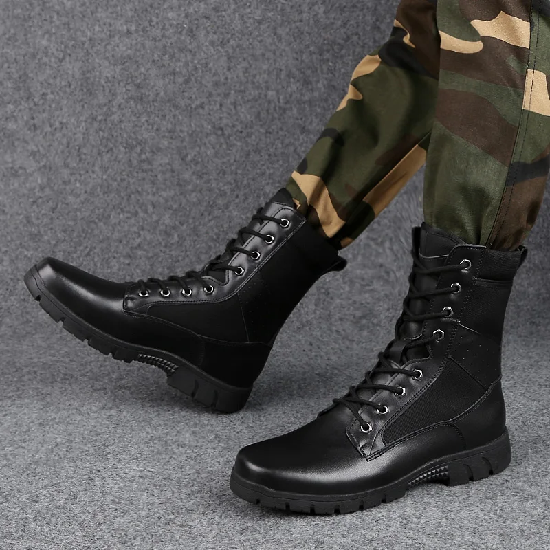 Мужские военные ботинки армейская безопасность мужская обувь зимняя кожаная