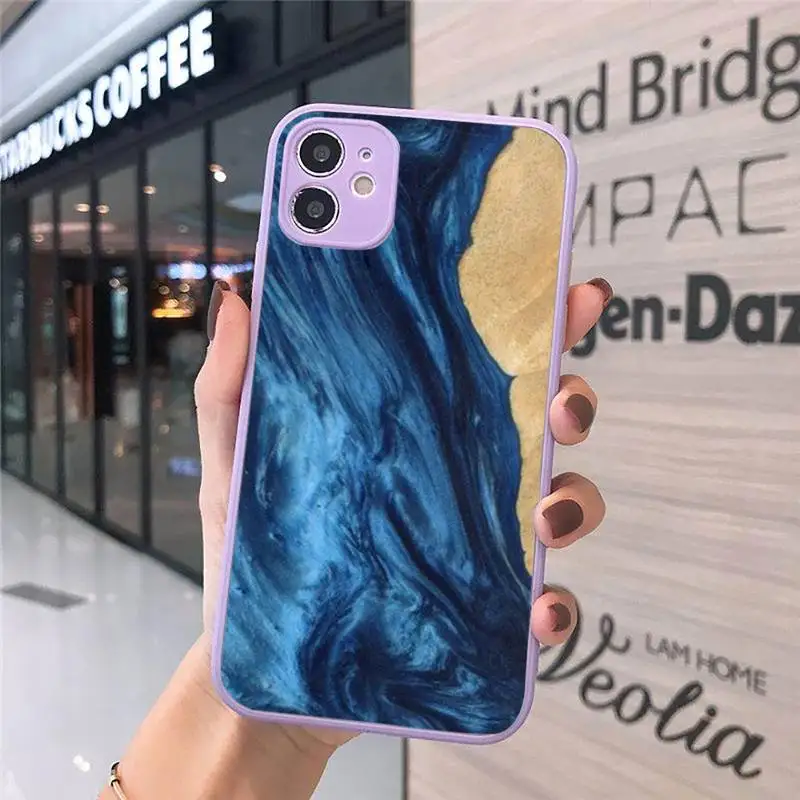 

Traveler Protective Wood Resin Phone Cases Matte transparent For Purple iPhone 12 Mini 11 Pro XR XS Max 7 8 Plus X Back Cover