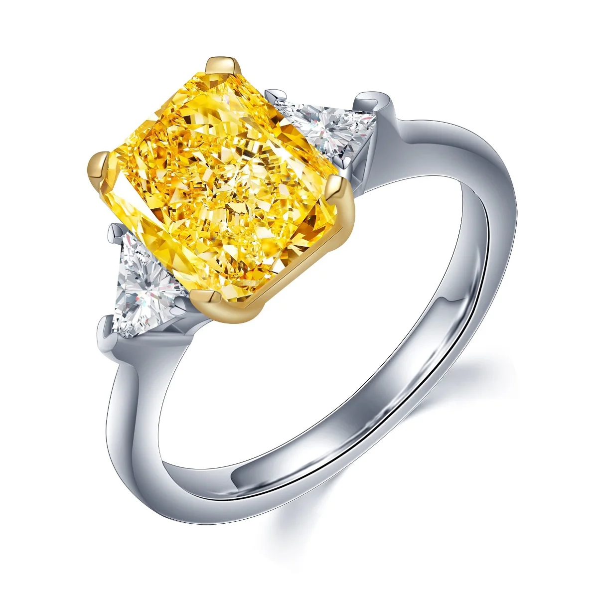 

New Design 925 Sterling Silver Jewelry Wedding Engagement Yellow Simulated Diamond Ring
