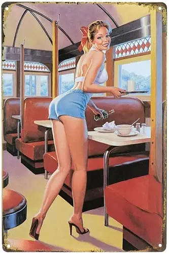 

Sexy Beauty Retro Metal Tin Sign,Dining and Sexy Beauty Retro Style,Wall Sign Decor Metal Sign Bedroom and Bar Wall Art Iron