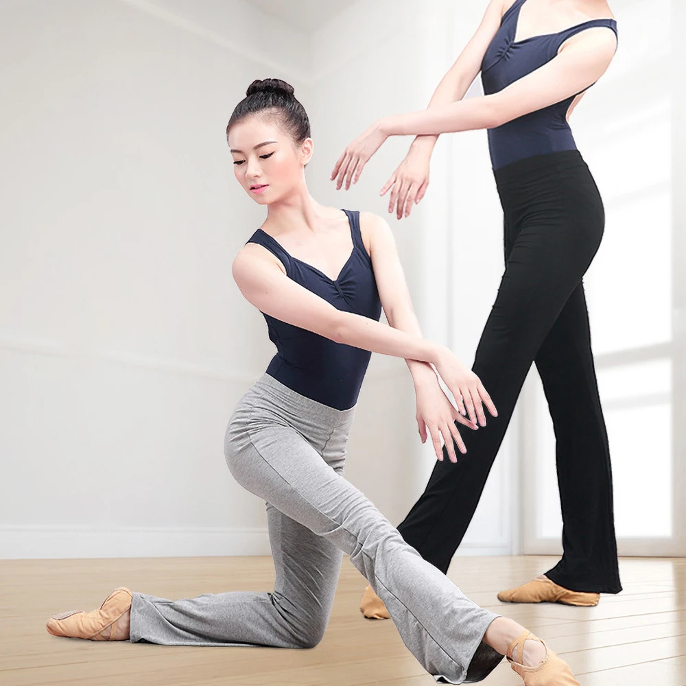 High Elastic Dance Pants Yoga Clothes Female Adult Bodybuilding Micro Horn Straight Body Ballet BlackTraining Cropped Trousers