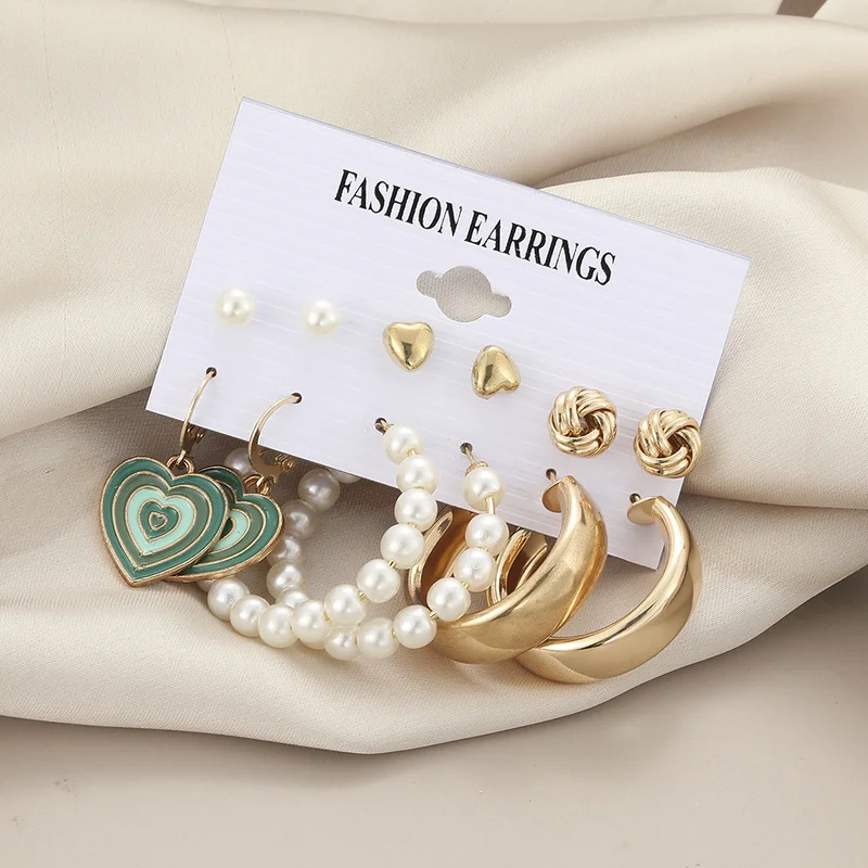 

6 пар, золотые круглые серьги в винтажном стиле