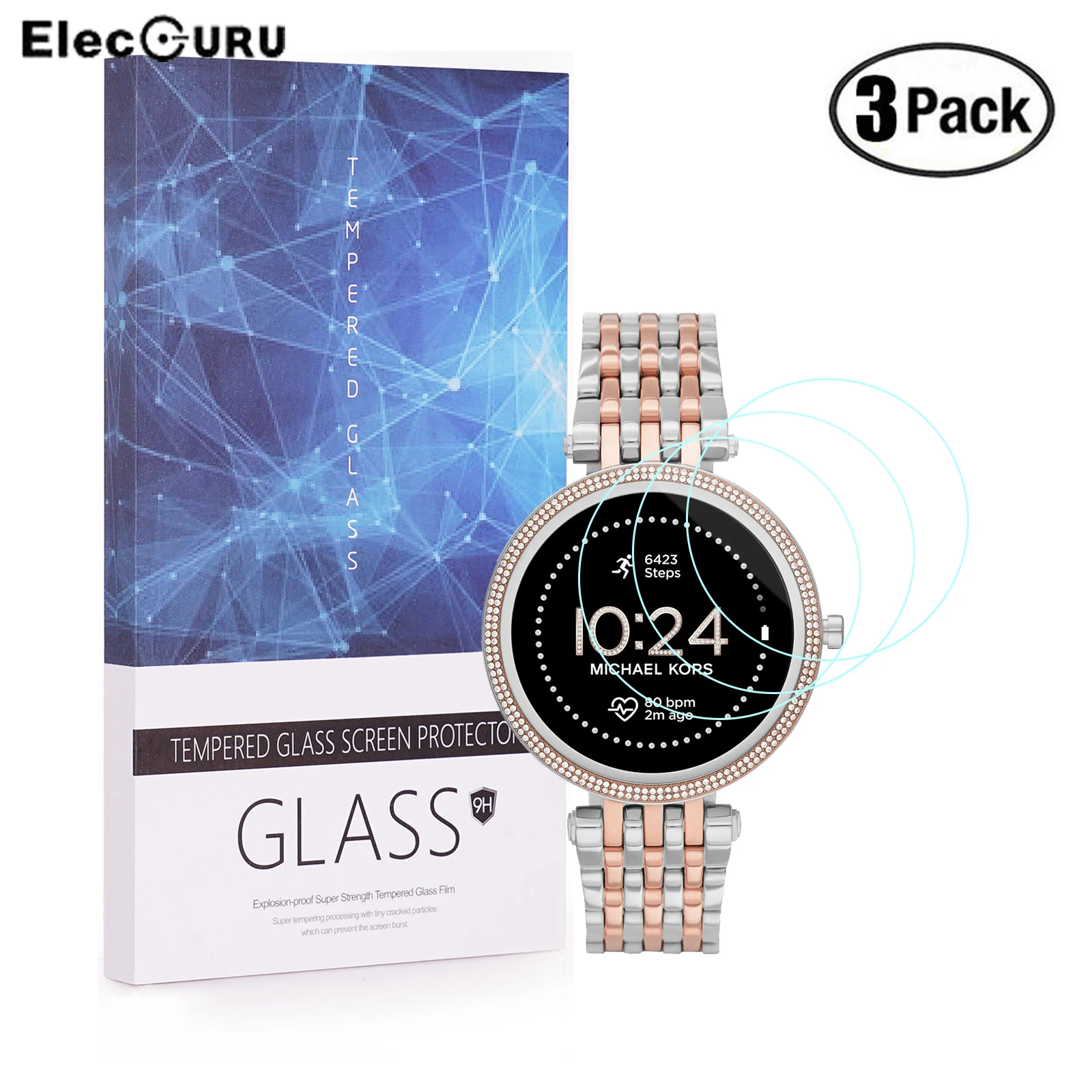 3 Pack for MICHAEL KORS Gen 5E Darci Smartwatch Tempered Glass Screen Protector 9H Protector Scratch Resistant Anti-Shatter