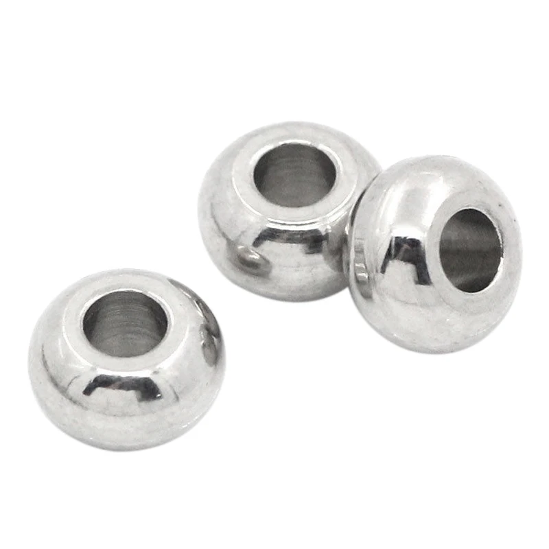 

100 Pcs Stainless Steel Spacer Beads Round Silver Tone 5Mm(2/8 Inch)Dia.