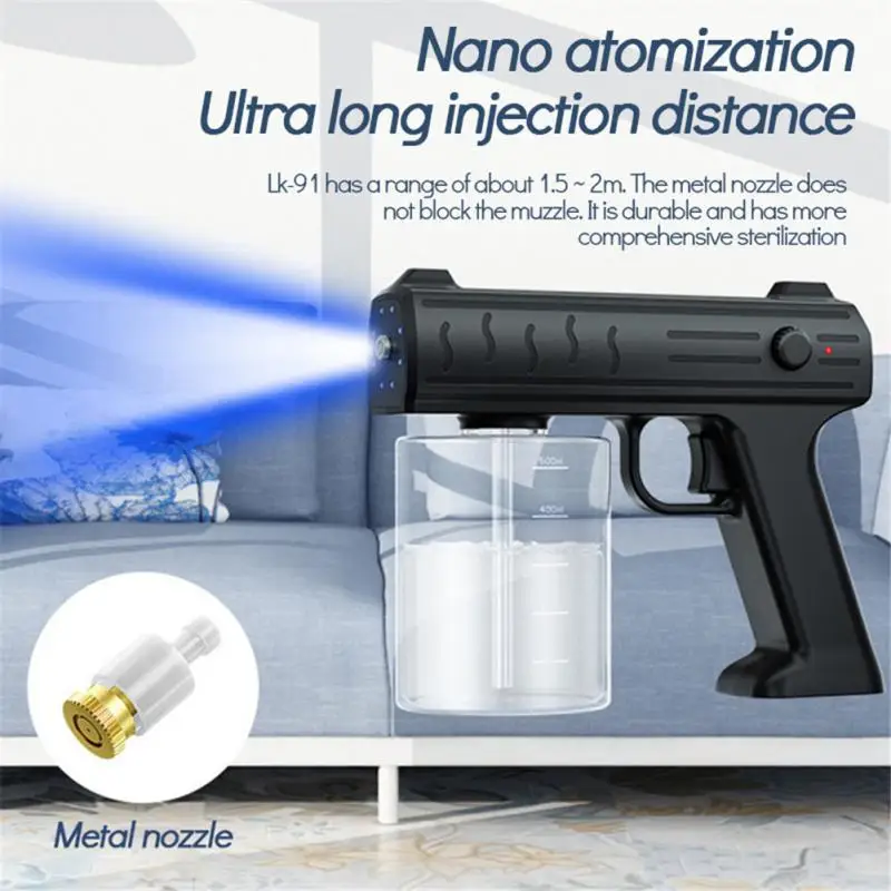 

Protable 500 ML Wireless Electric Sanitizer Sprayer Disinfect Blue Light Nano Steam Spray Gun Home Disinfection Machine Atomizer