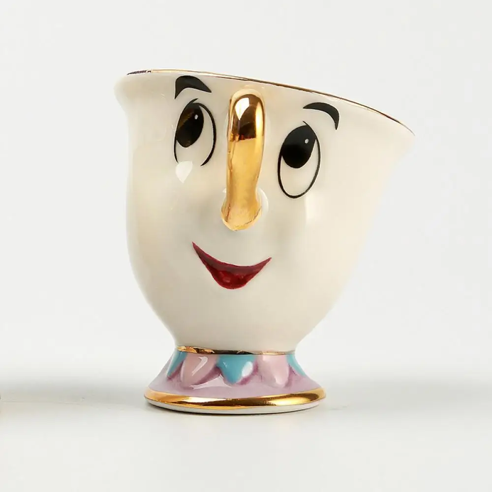 

New Cute Cartoon Beauty and The Beast Coffee Tea Set Mug Mrs Potts Chip Cup One Set Lovely Christmas Gift Drop Shipping