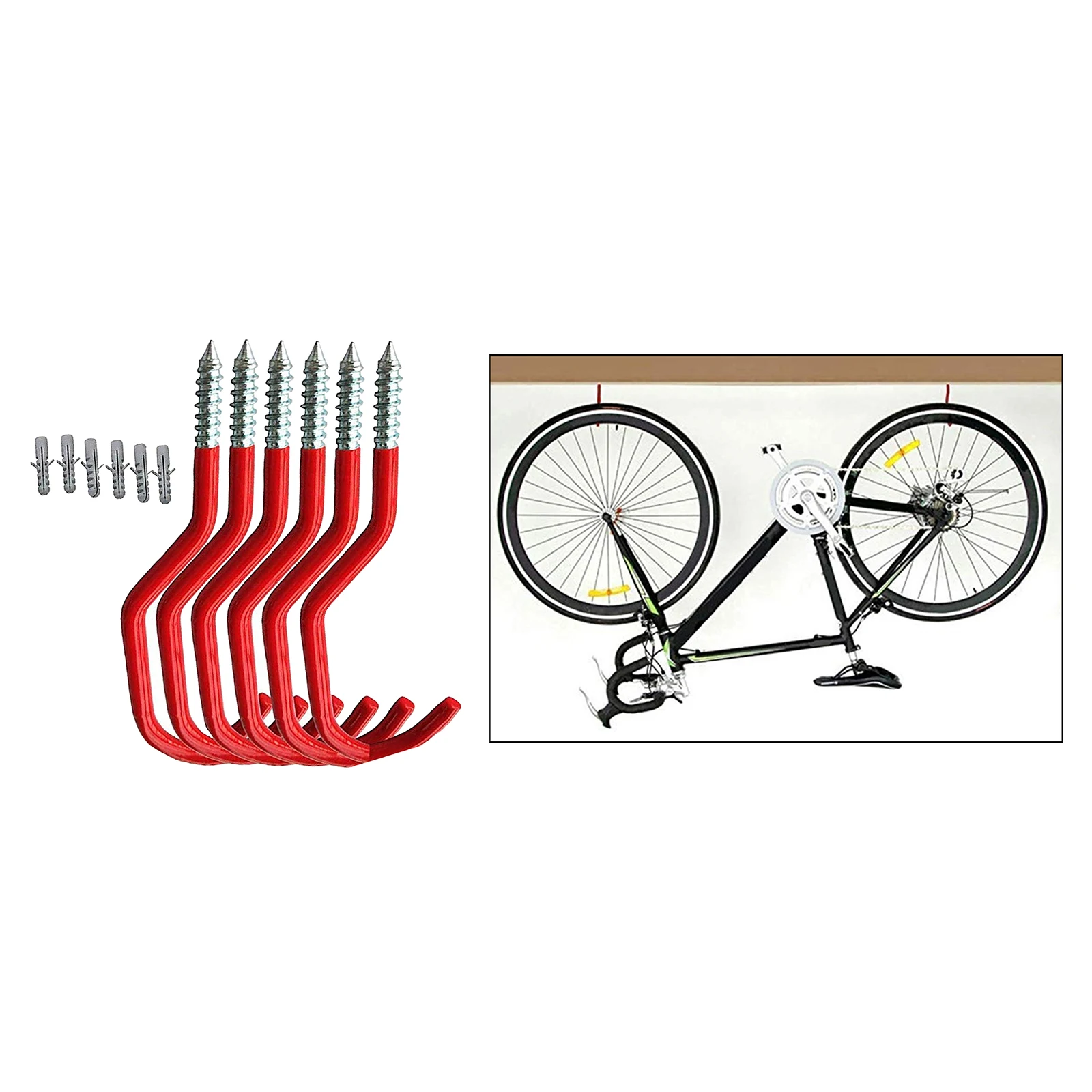 6 PCS Metal Wall Bike Hooks Storage Ceiling Hanger Home Garage Shovel Spade Broom Mop Organiser Holder Hanging