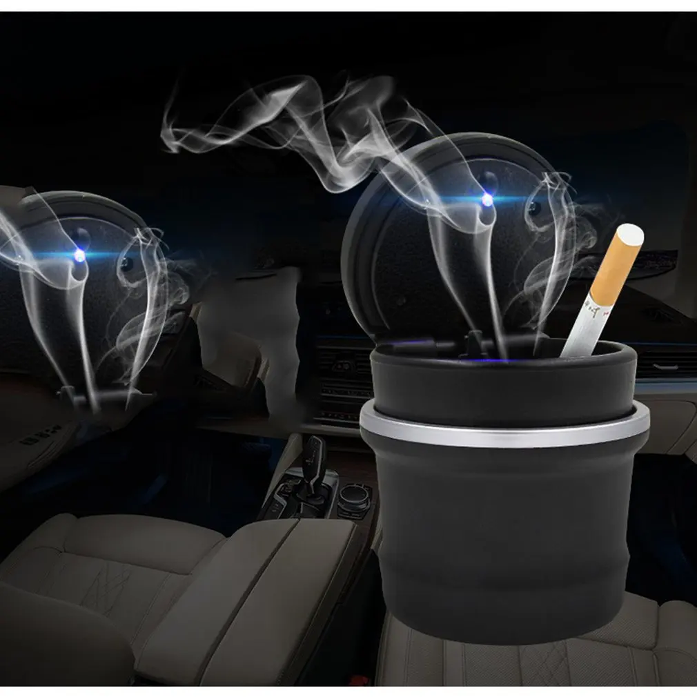 Портативный размер автомобильная светодиодная пепельница мусорная корзина