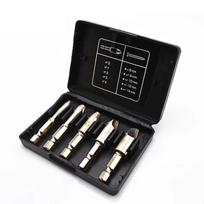 

HSS Speed Out Screw Extractor Drill Bits 5Pcs Tool Set Broken Bolt Remover Kit