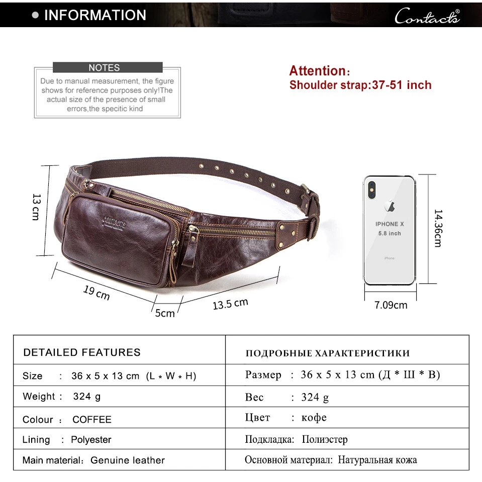 

Genuine Leather Cellphone Waist Bag For Men Travel Waist Pack Vintage Fanny Pack Male Belt Pouch Bag Casual Cell Phone Chest Bag