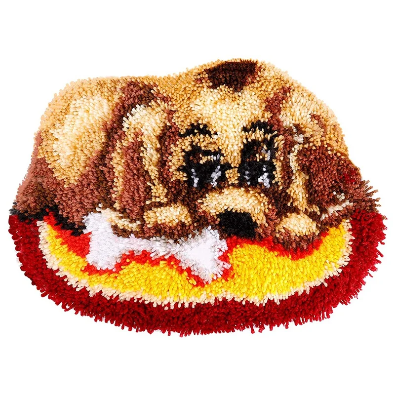 

Hook Rug Kit Dog Animal Pattern Latch Hook DIY Rug Kits For Home Decor 52 X 38Cm