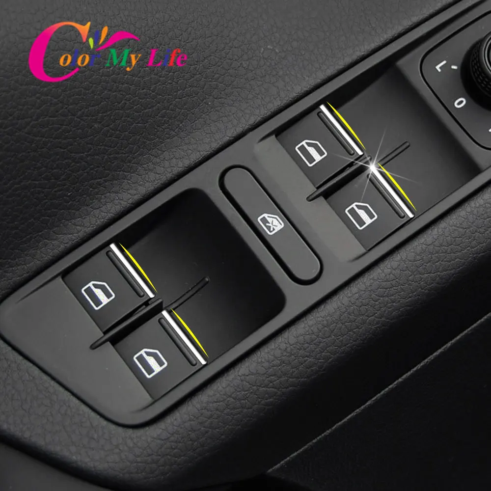 

Color My Life 7Pcs ABS Chrome Windows Lifter Button Switch Knob Cover Trim for Volkswagen VW Tiguan MK2 2017 - 2020 Accessories