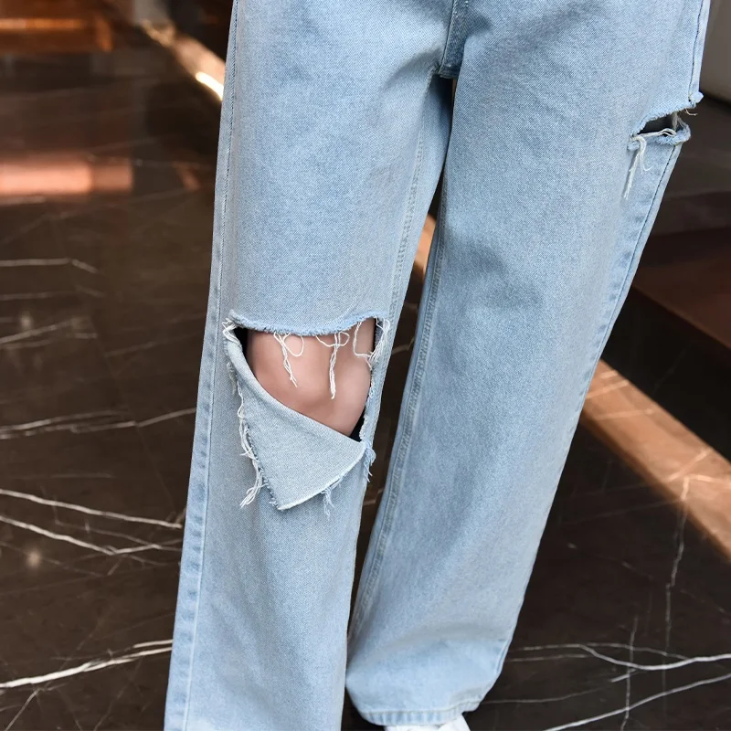 

Women Jeans Boyfriend Street Culture Fashion Trend High Waist Ripped DIY Punk Female Plus Size Straight Chic Trousers