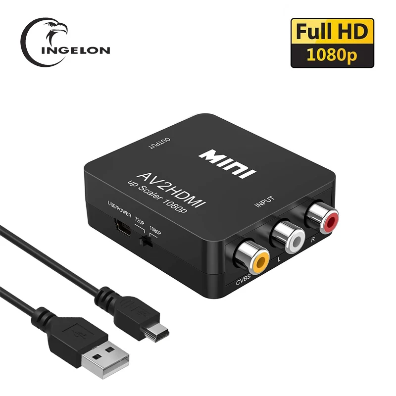 Ingelon RCA к HDMI CVBS видео аудио адаптер 1080P HD цифровой мини AV2HDMI для ПК ТВ конвертации