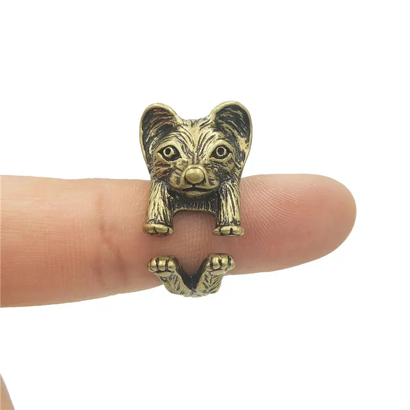 Модное регулируемое винтажное мужское кольцо милое кольцо-бабочка с собакой для