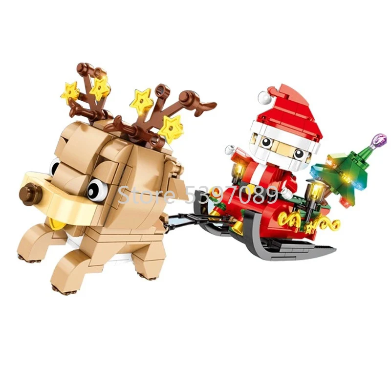 Рождественские подарки для детей в наличии сани и олени строительные блоки