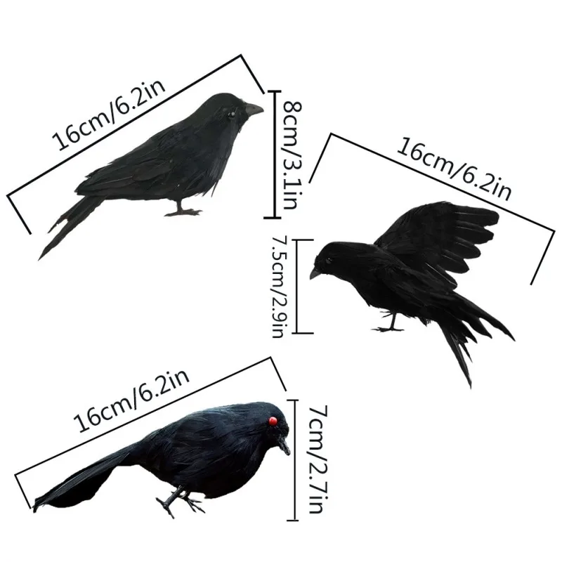 

Halloween Easter Decoration Simulated Crow Vivid Realistic Raven Decorative Ornaments#1