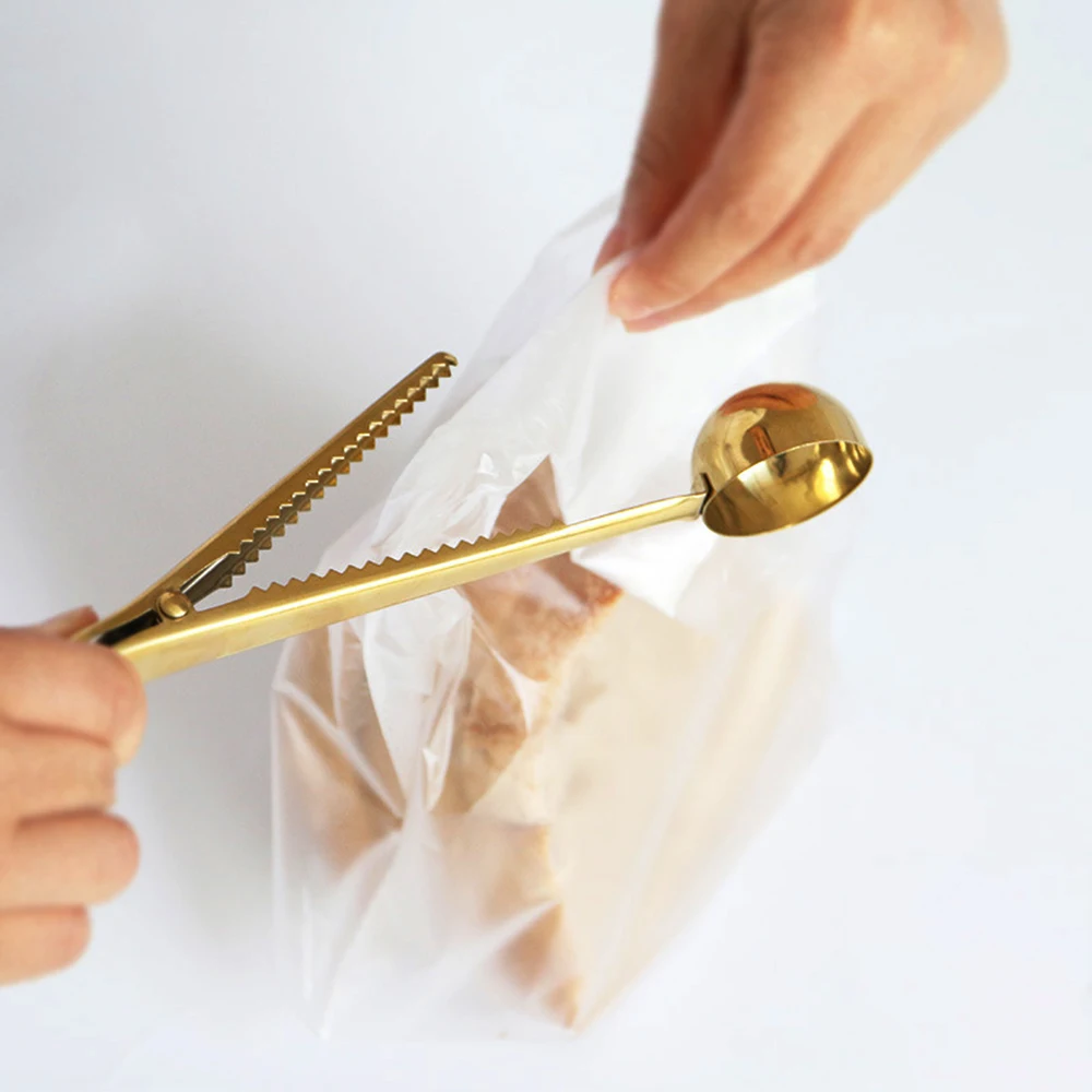 1 шт. ложка из нержавеющей стали с зажимом для пакета замельчения чая и кофе