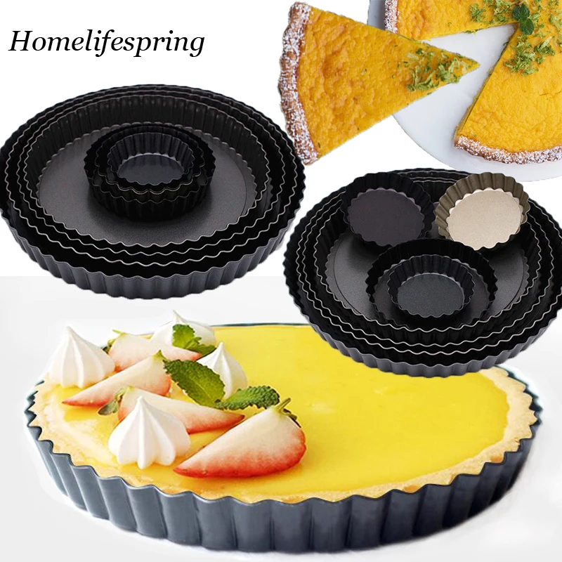 

1pcs Non-Stickt Quiche Flan Pan Molds Pie Pizza Cake Round Mould Removable Loose Bottom Fluted Heavy Duty Pie Pan Bakeware