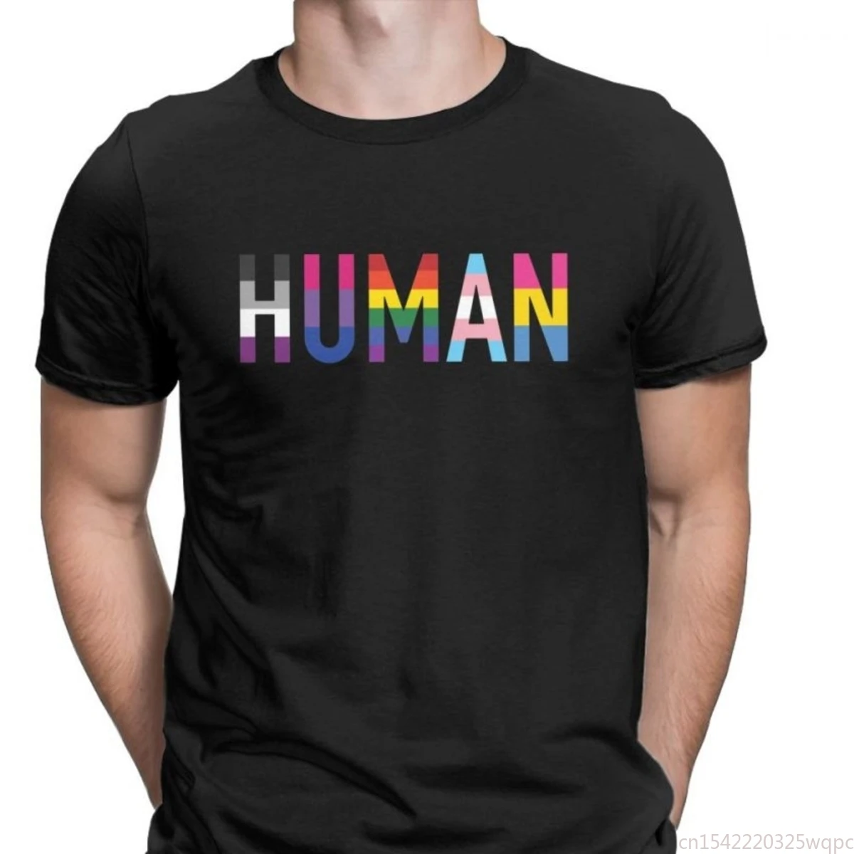 

T-Shirts Human Colorful Letter Print Streetwear Men Women Casual High Quality T Shirt Harajuku Tees Tops