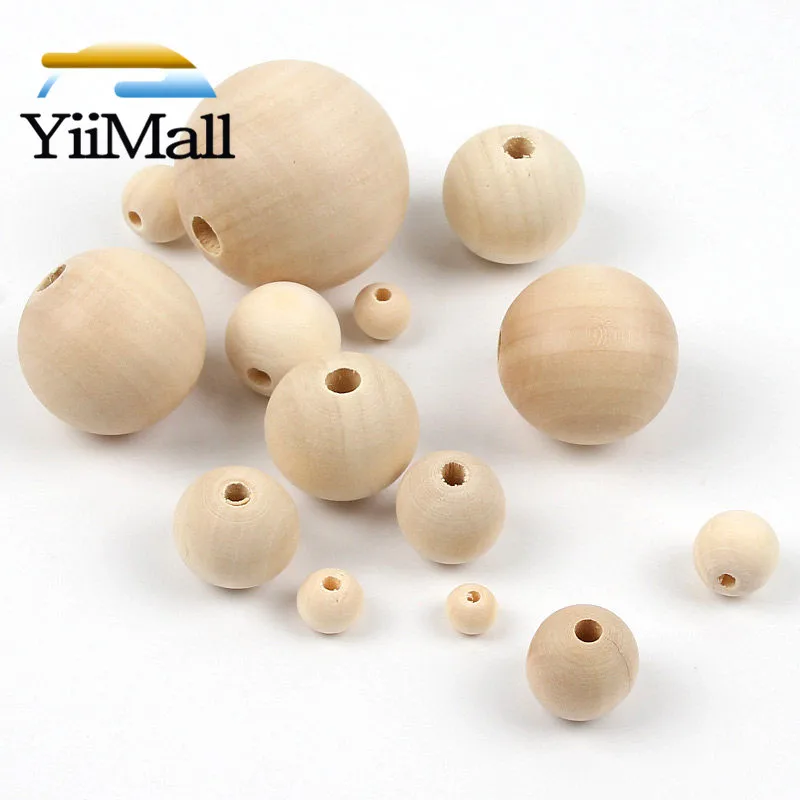 Круглые бусины из натурального дерева 4-50 мм незакрепленные деревянные для