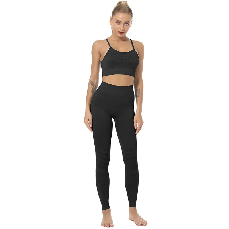 

Women Seamless Fitness Sleeveless Tracksuit Low-Neck Tank Top Leggings 2 Piece Set Solid Sports Wear Street Wear Outfit