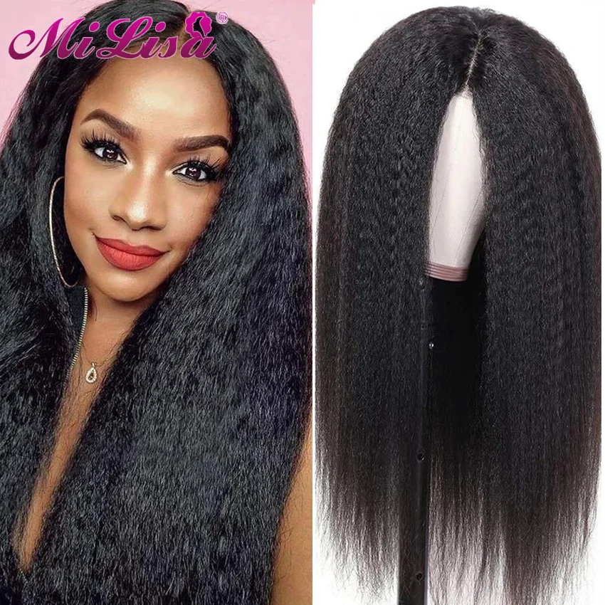 

30 Inch Transparent Lace Frontal Yaki Human Hair Wigs For Women Human Hair Brazilian Hair Wigs T Part Natural Kinky Straight Wig