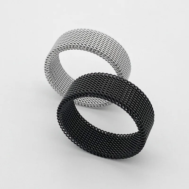 Mesh Rings for Boys Girls Black Gray Color Creative Eboy Titanium Steel Fashion Accessories Jewelry Gift Free Shipping(R019)