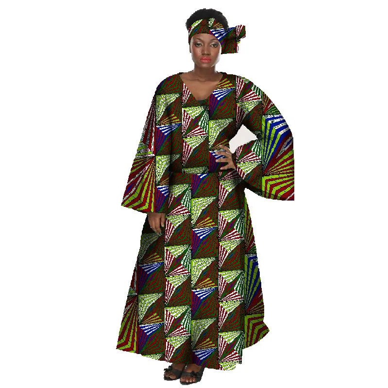 Африканская одежда для женщин с длинным рукавом принтом Африканский батик