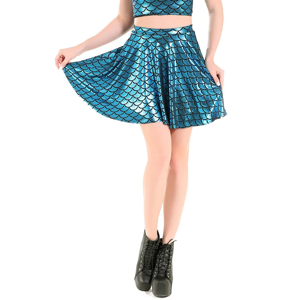 Aline Spring Fish Women Mini Skirts Short Scale Print Shinny Dance Clubwear Nightclub Sexy Skirt 8 Colour | Женская одежда
