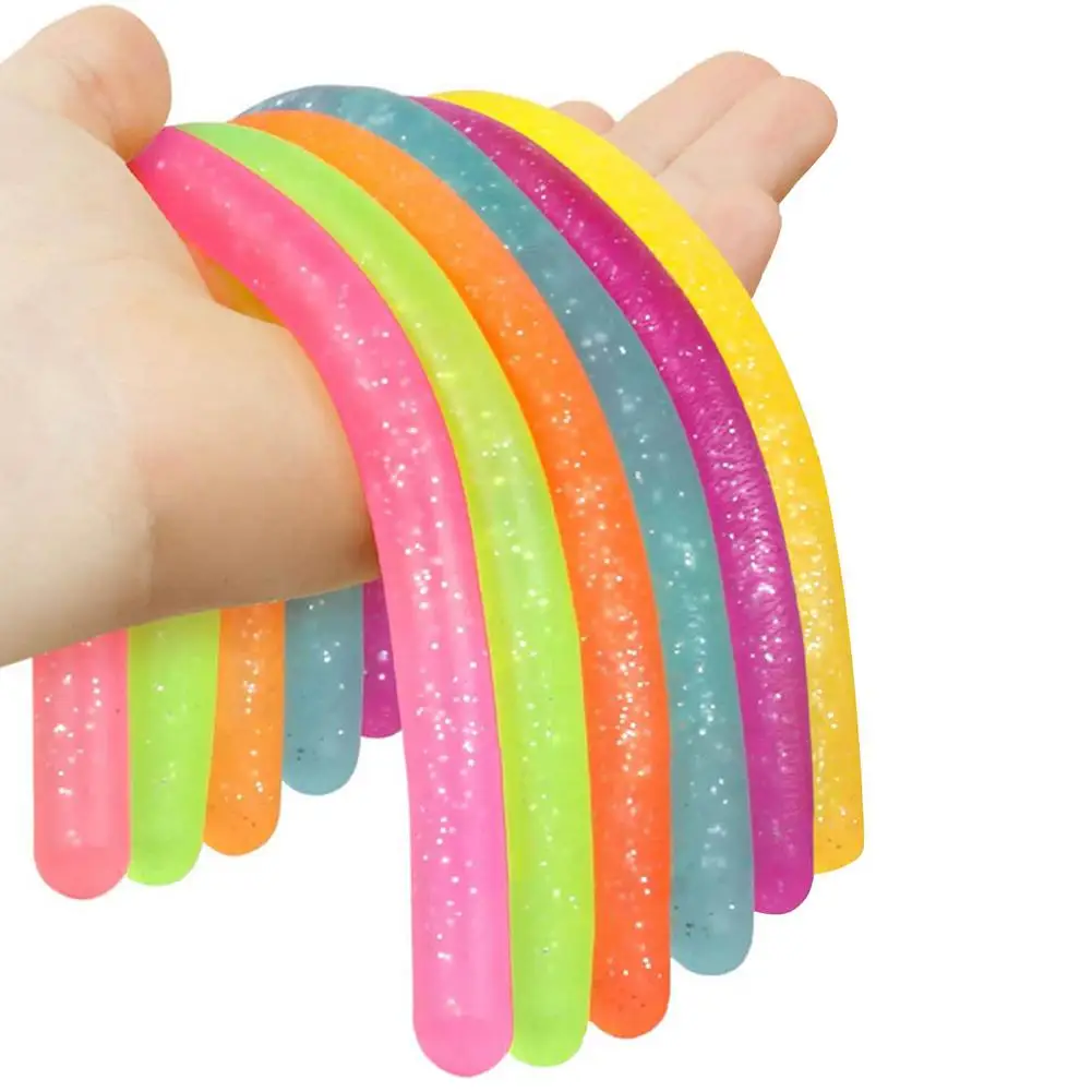 

6Pcs Novel Sensory Stretchy String Toys Noodles Squeezing Pulling Calming Hand Toys Reduce Fidgets Stress Toys For Kids Adults