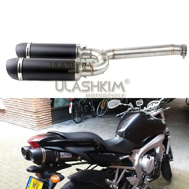 FZ6S FZ6N мотоцикла углеродного волокна выхлопной глушитель средняя труба полная