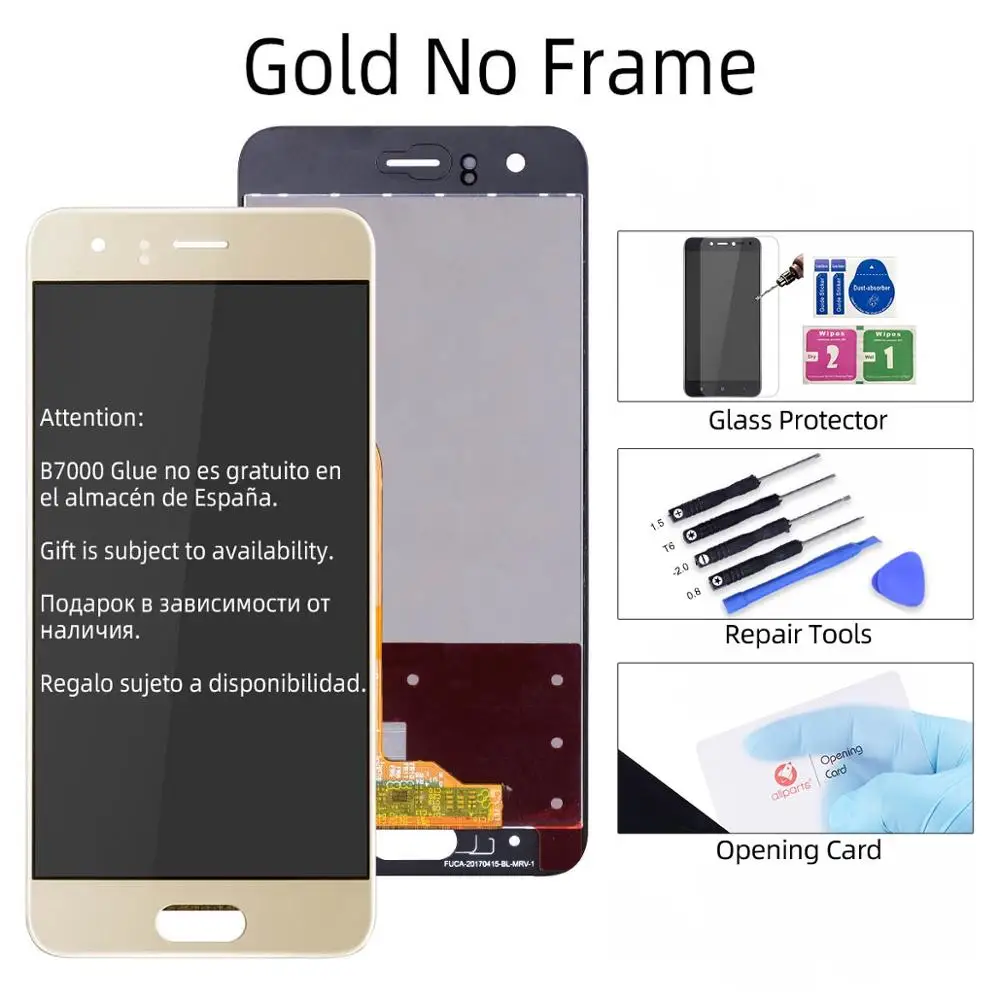 Дисплей для huawei Honor 9 STF-L09 STF-AL10 STF-AL00 ЖК дисплей с сенсорной панелью с рамкой Digitizer assembly Honor 9 ЖК-дисплей Дисплей - Цвет: Gold No Frame