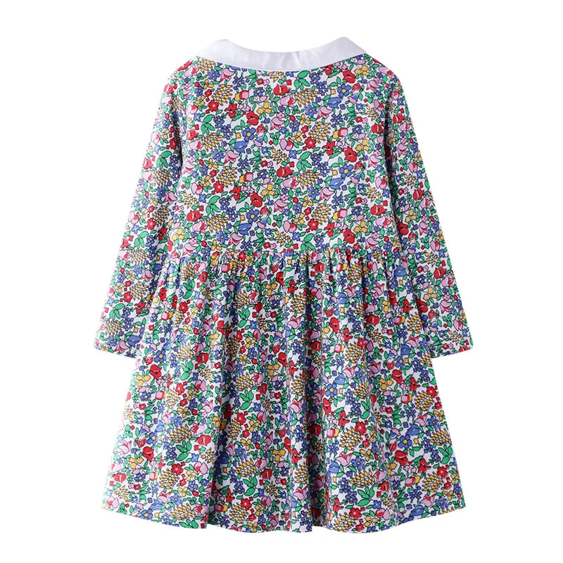 Детское платье с цветочным рисунком для девочек Хлопковое Повседневное
