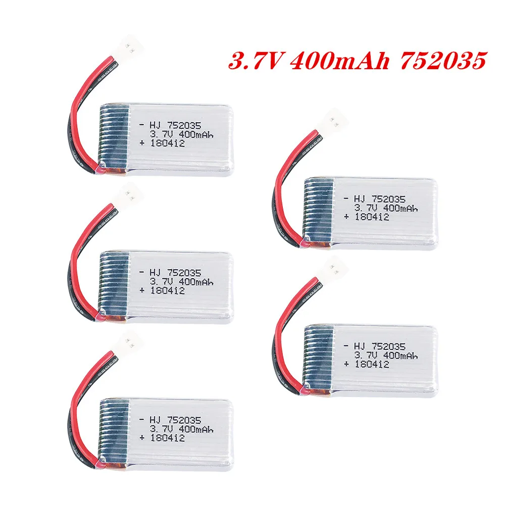 Аккумулятор Lipo 3 7 в 400 мАч 752035 для дрона X4 H107 H31 KY101 E33C E33 U816A V252 H6C запасные части от 2