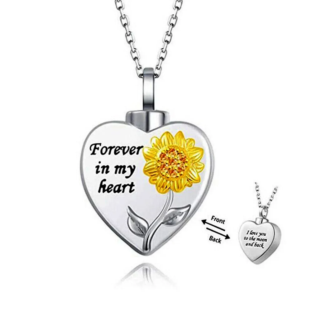 Unisex Sunflower Forever in My Heart Pendant Chain Necklace Memorial-Jewelry Charm Statement Jewelry clavicle chain | Украшения и