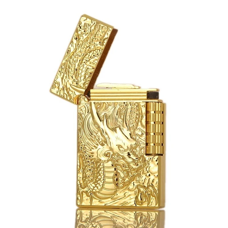 

Carved Dragon Side Grinding Wheel Open Flame Lighter Regalos Para Hombre Originales Briquets Et Accessoires Fumeurs Gift for Men