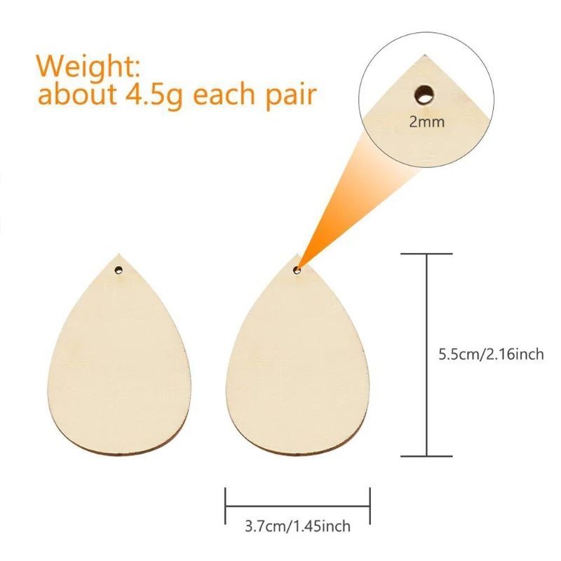 

DIY Unfinished Wooden Teardrop Earring Pendants Blank Wood Dangle Earring Charms