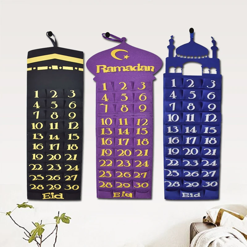

Eid Mubarak Calendar Decor Ramadan Mubarak Fabric Countdown Calendars Decorations for Home Muslim Ramadan Kareem Party Supplies