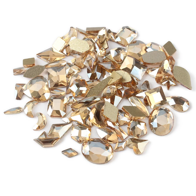 100 шт Шампанское смешанной формы Кристалл Плоская задняя 3D Стразы для дизайна
