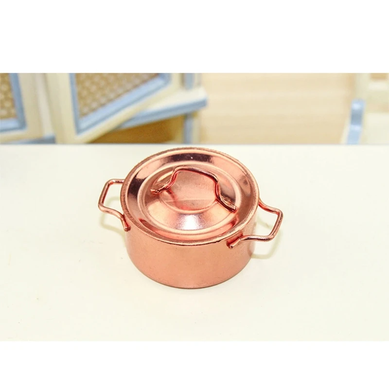 Dollhouse Accessory Pot Golden Color 1:12 Scale Miniature Cooking Kettle Cookware Kitchen Kit Scene Toy | Дом и сад