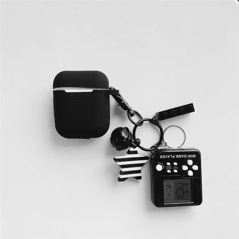 Черный Мультяшный силиконовый чехол для AirPods, чехол с милым тетрисом, чехол для наушников s для Apple Airpods 2, сумка для наушников, аксессуары для наушников - Цвет: Черный