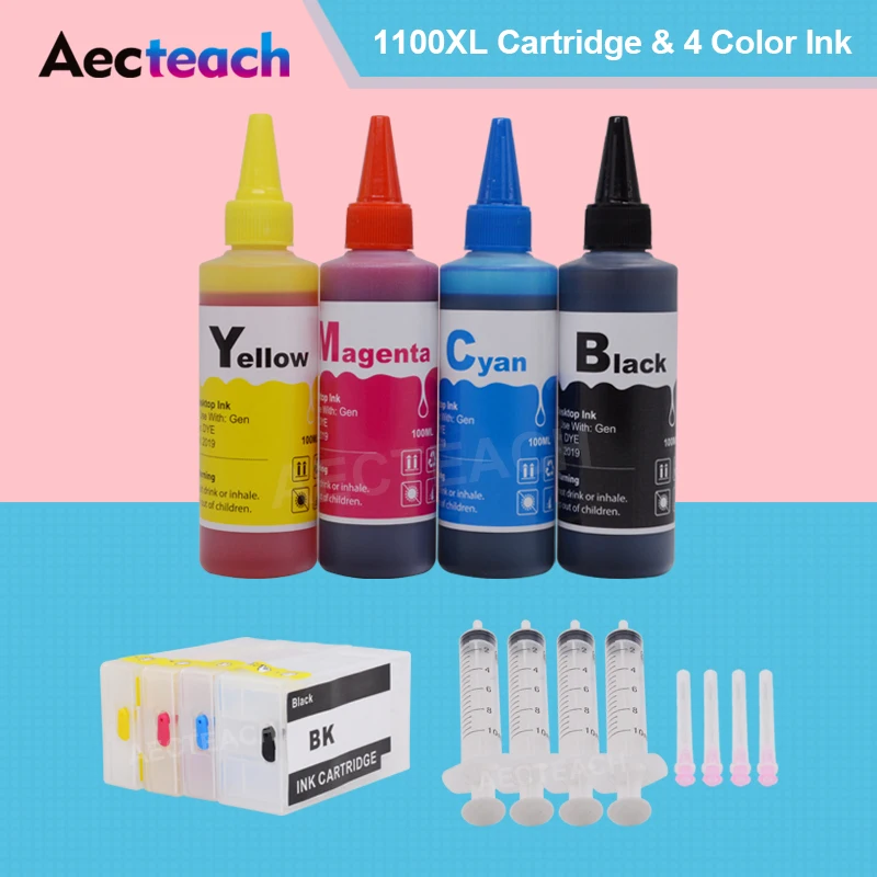 

Aecteach Refill Ink Cartridge PGI1100 For Canon MAXIFY MB2010 MB2110 MB2710 Printer+ 400ml Refill Dye Ink For Canon PGI-1100XL