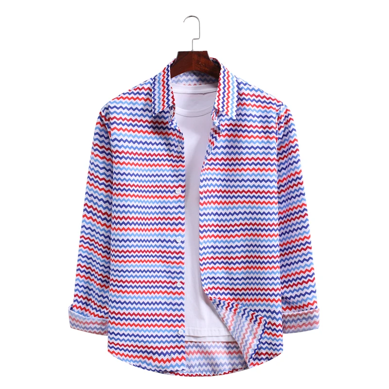 High Quality Men's striped long-sleeved shirt  fashion Lapel Slim Fit Business Casual Shirt  Designer Shirts  Size M-3XL