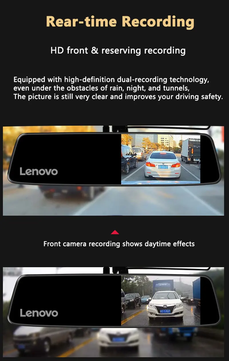 Оригинальное lenovo 4,3 ''зеркало заднего вида с 16 Гб TF камерой, видеорегистратор Full HD 1080P ips, сенсорный экран, ночное видение, Автомобильные видеорегистраторы, видеорегистраторы