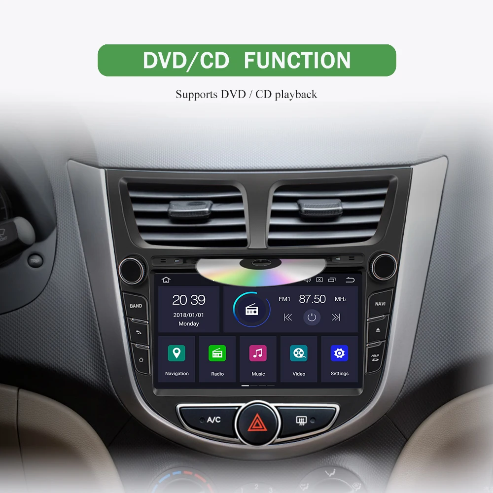 Bonroad Android 8,1 Автомобильный мультимедийный плеер Автомобильный DVD для Hyundai Solaris Verna Accent 2010- Автомобильный gps Радио Видео навигация
